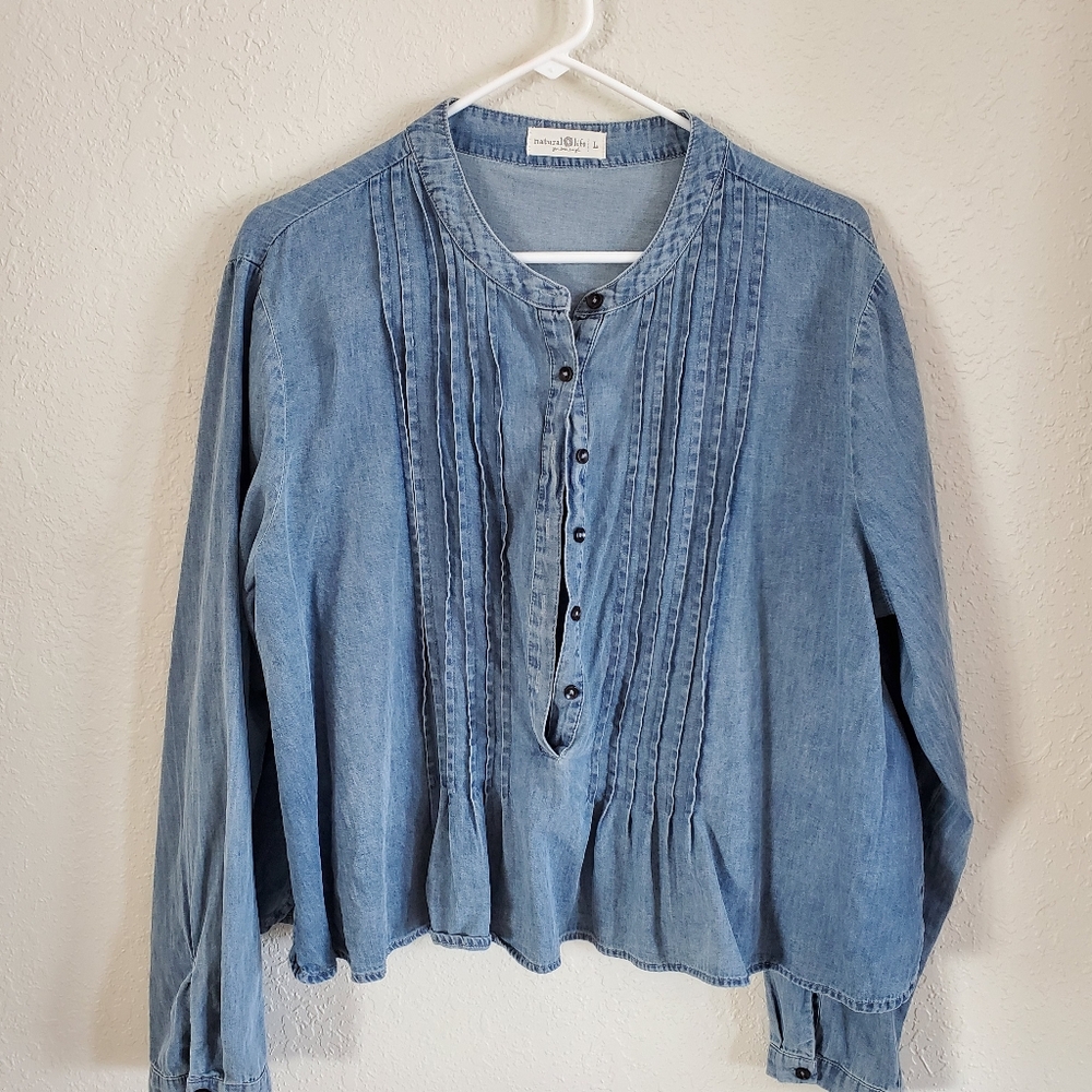 NATURAL LIFE Blue Button-Up Blouse